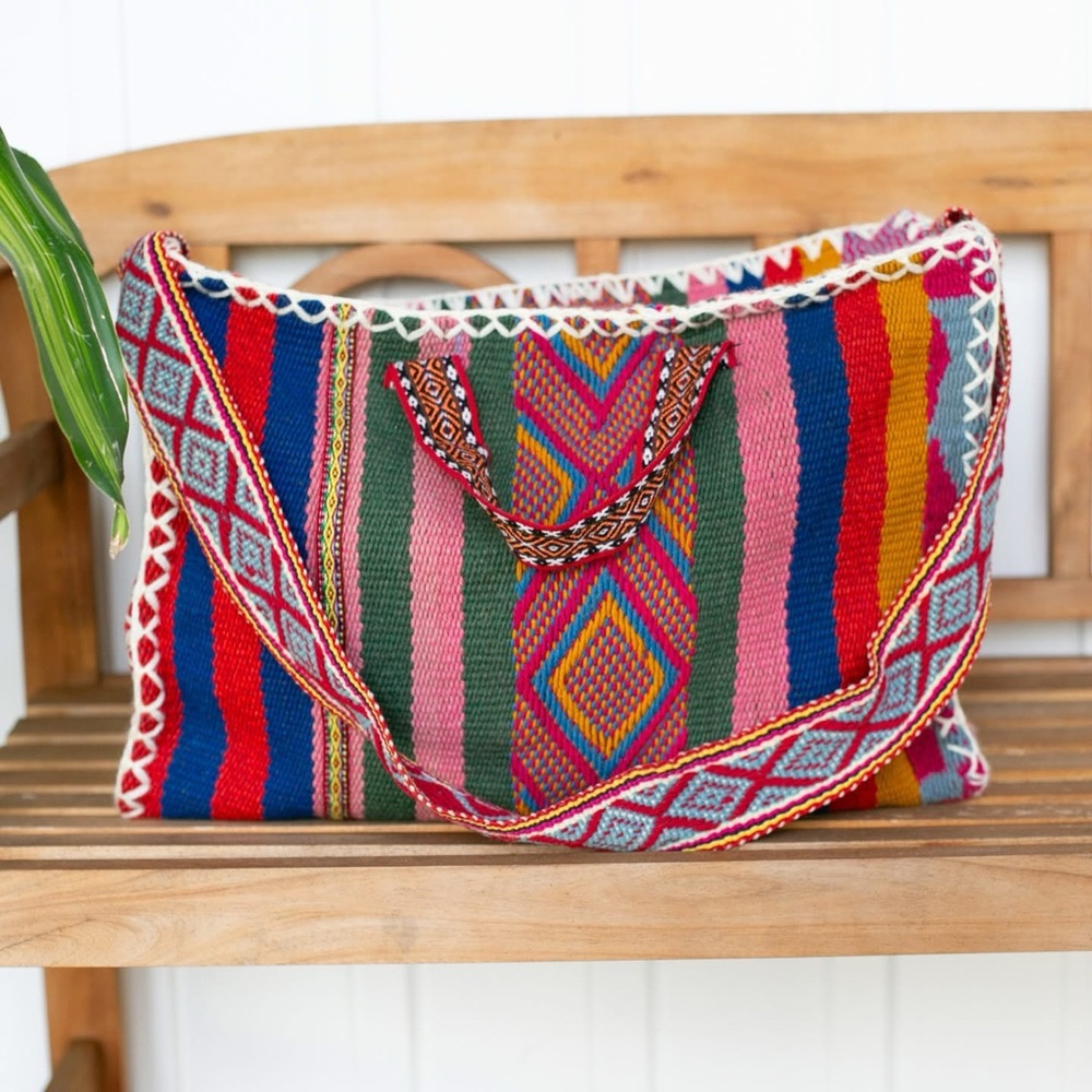 New Peruvian Handwoven Multicolor Weekender Bag